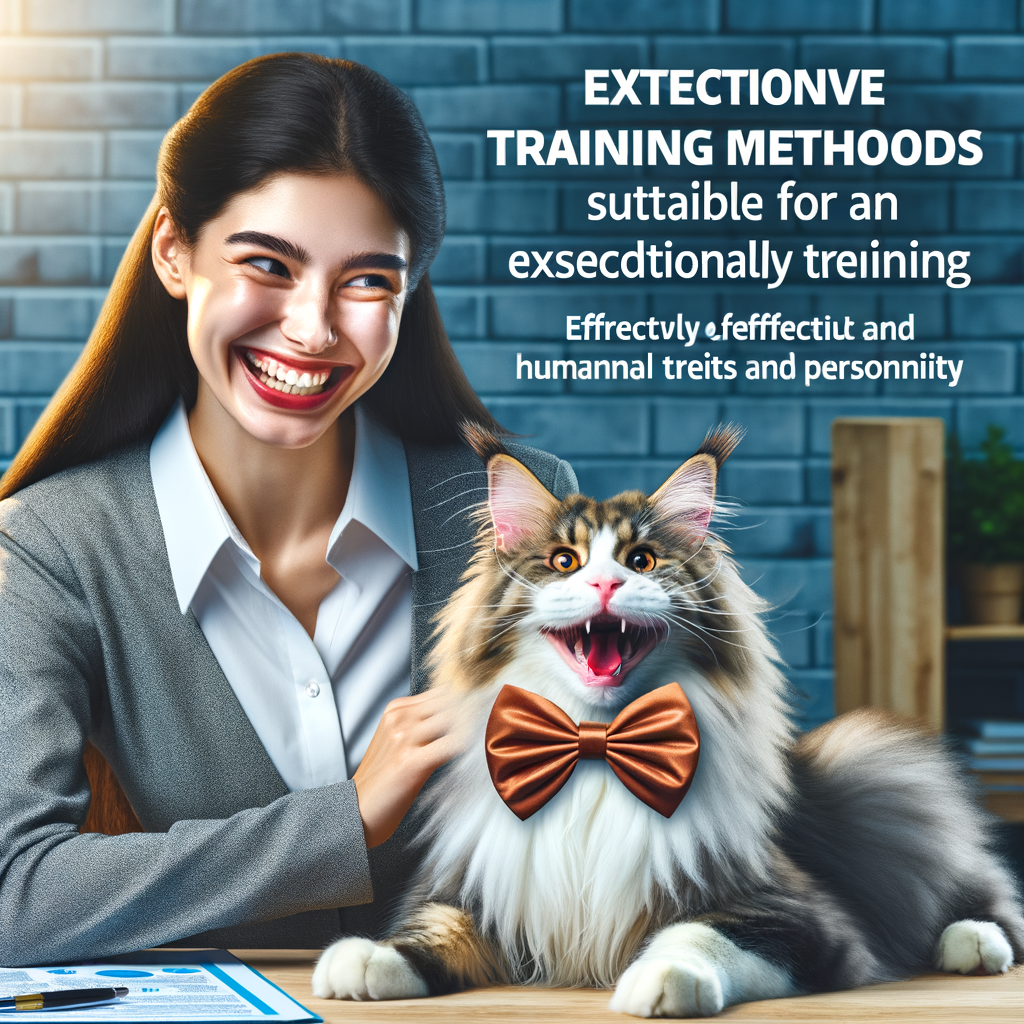 Professional trainer joyfully demonstrating Maine Coon training techniques, highlighting Maine Coon cat behavior and personality, and emphasizing bonding and care during interactive training sessions.